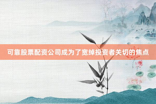 可靠股票配资公司成为了宽绰投资者关切的焦点