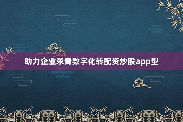 助力企业杀青数字化转配资炒股app型