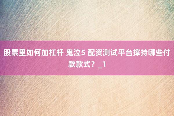 股票里如何加杠杆 鬼泣5 配资测试平台撑持哪些付款款式？_1